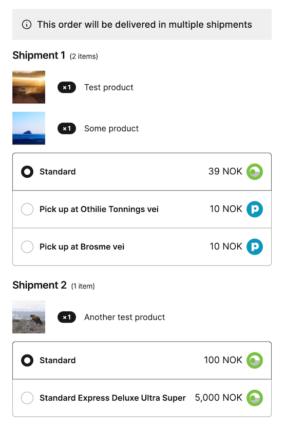 Checkout Express with multiple shipments