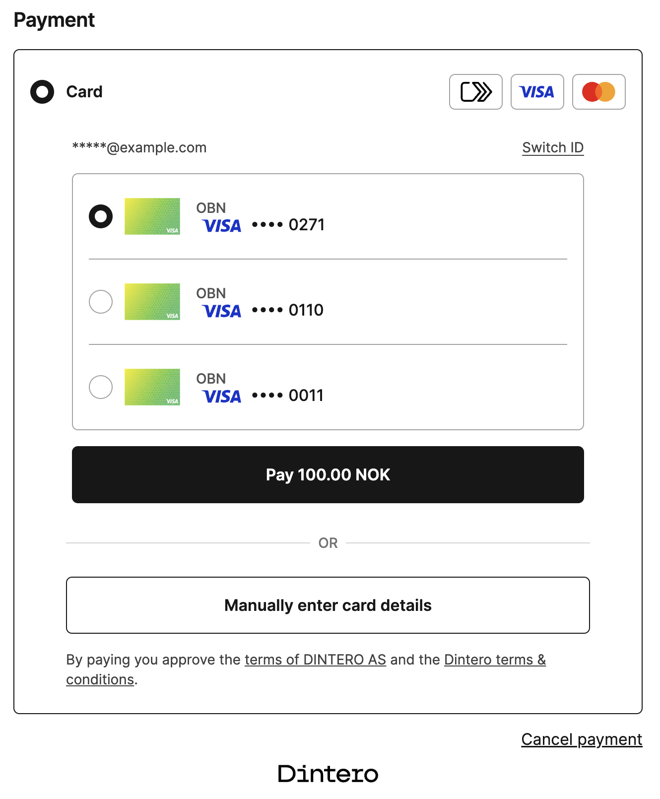 Click to Pay card list