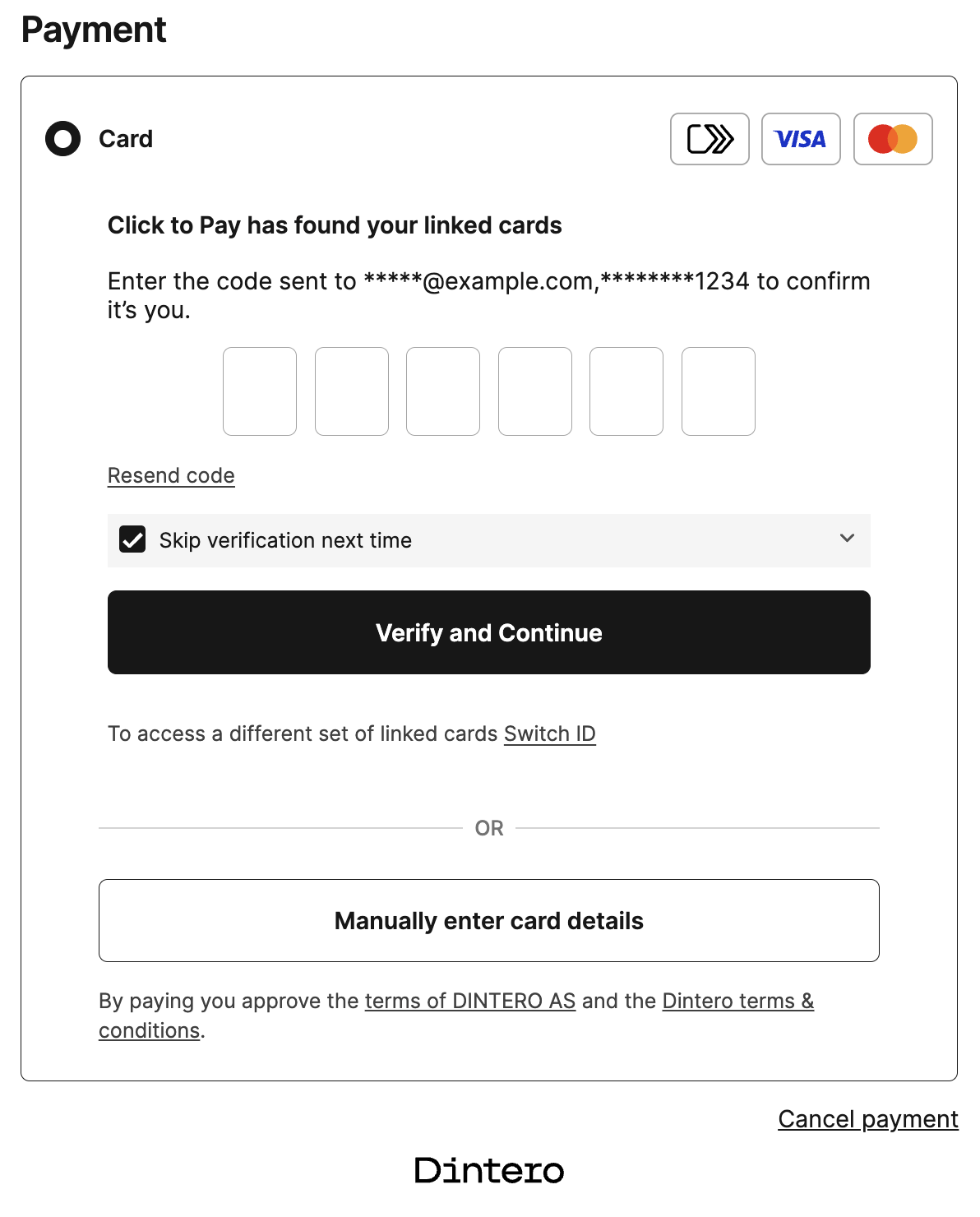 Click to Pay authentication