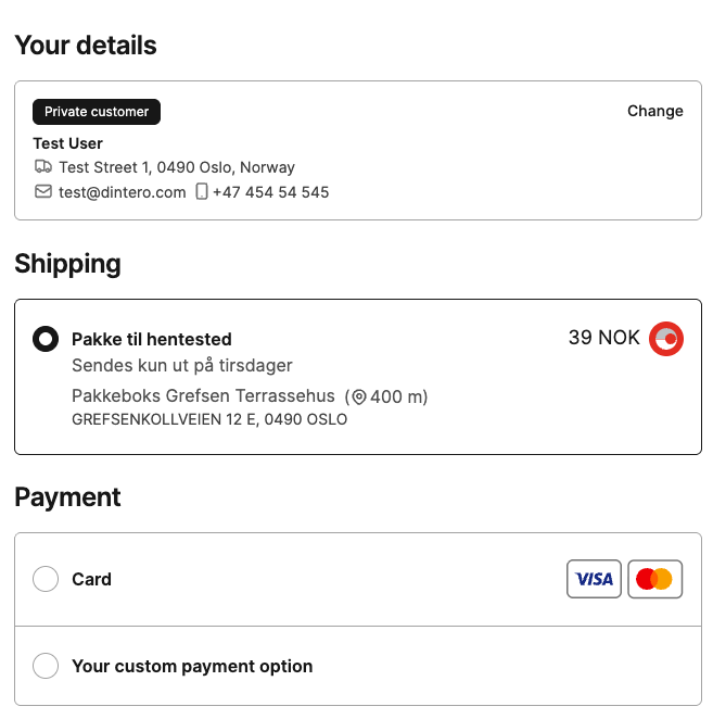 Express payment option