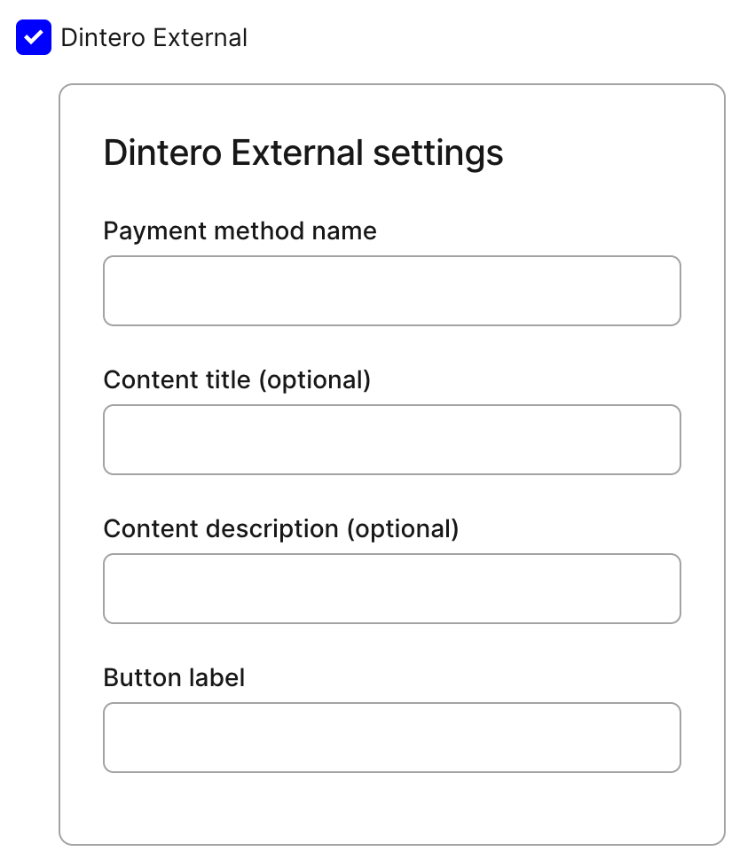 External payment settings