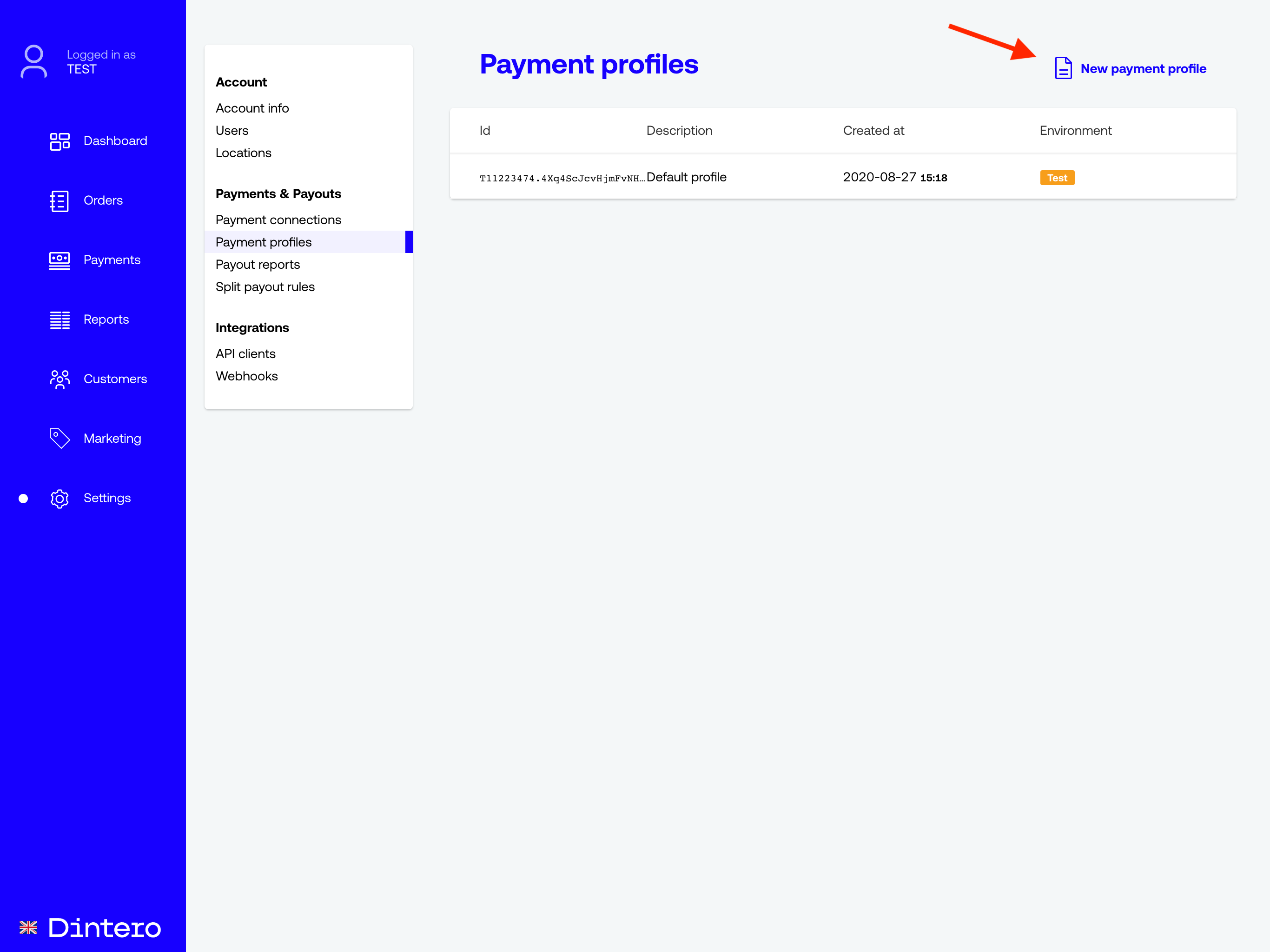 new payment profile
